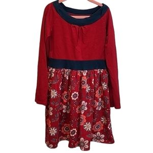 Tea Collection Red and Blue Floral Long Sleeve Dress 7